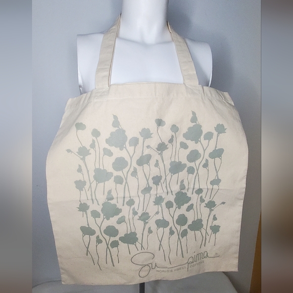 Supima Handbags - Supima - Worlds Famous Cotton Cream Floral Tote Bag